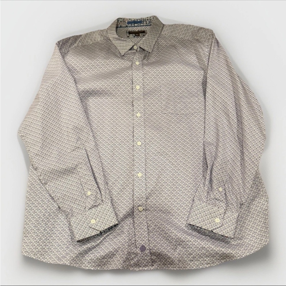 Johnston & Murphy Mens XXL Purple Geometric Long Sleeve Dress Shirt Button Down